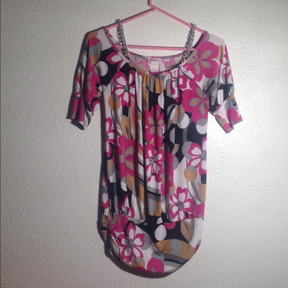 FINAL MARKDOWN Ladies' Lipstick Chain-Accented Banded Top small